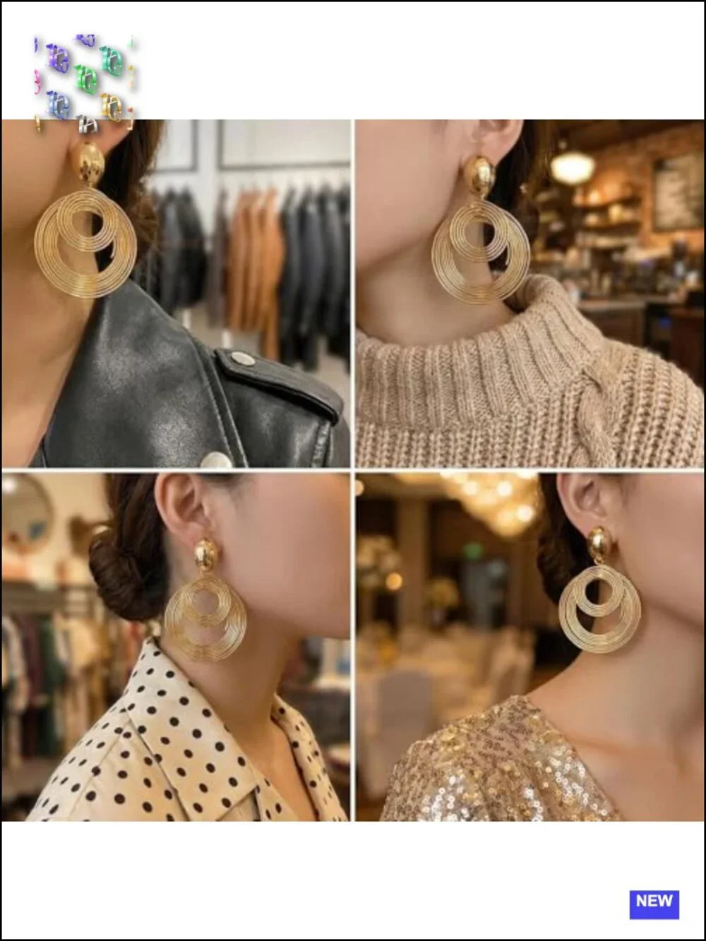 Round Multi-Layer Spiral Statement Earrings, Chunky Oversized Circular Dangle